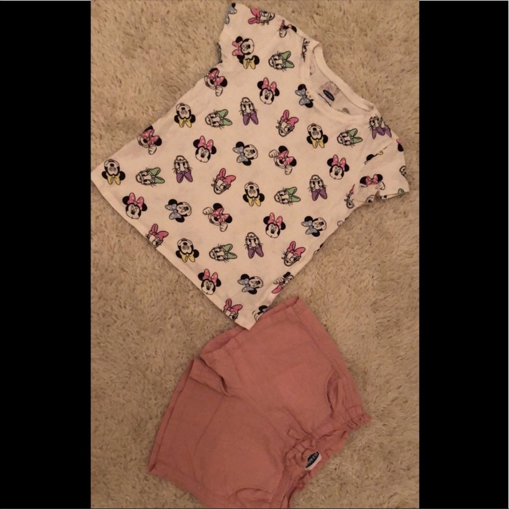 Old Navy Minnie Mouse tshirt and pink shorts